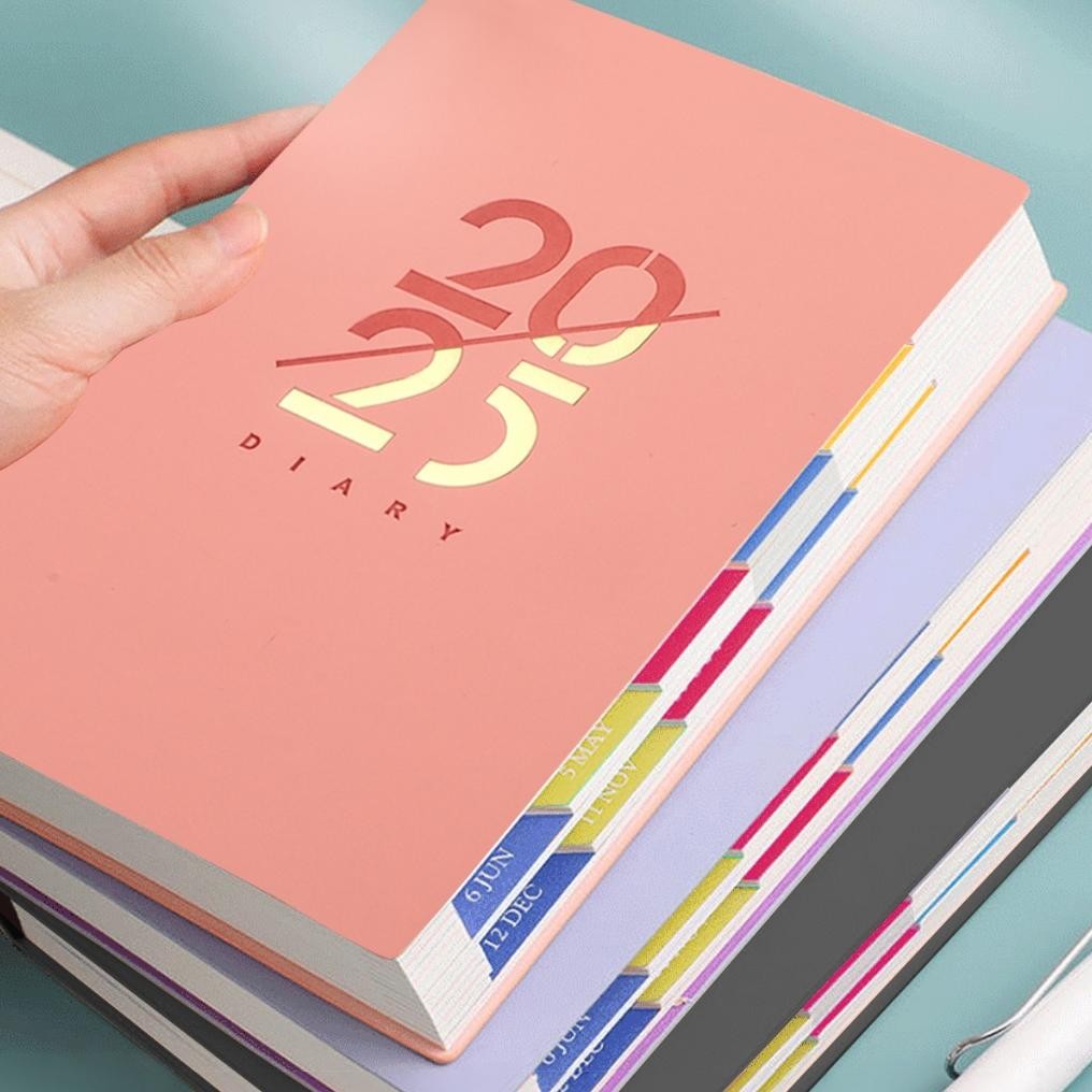 

Agenda Notebook daily 2025 Planner Notepad Diary Stationery schoolsupplies 100 gsm English version AST