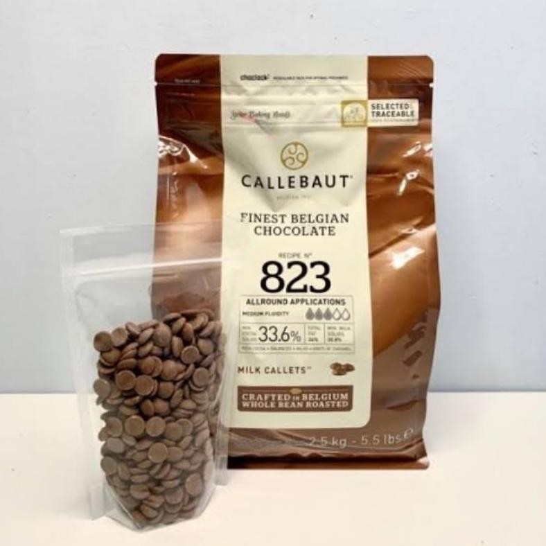 

CALLEBAUT 823 MILK CHOCOLATE COUVERTURE 33.6% cokelat coklat kemasan 250 gr