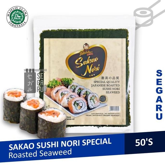 

Sakao Nori Sushi Spesial 50 Sheet Sushi Roasted Rumput Laut Halal Mui