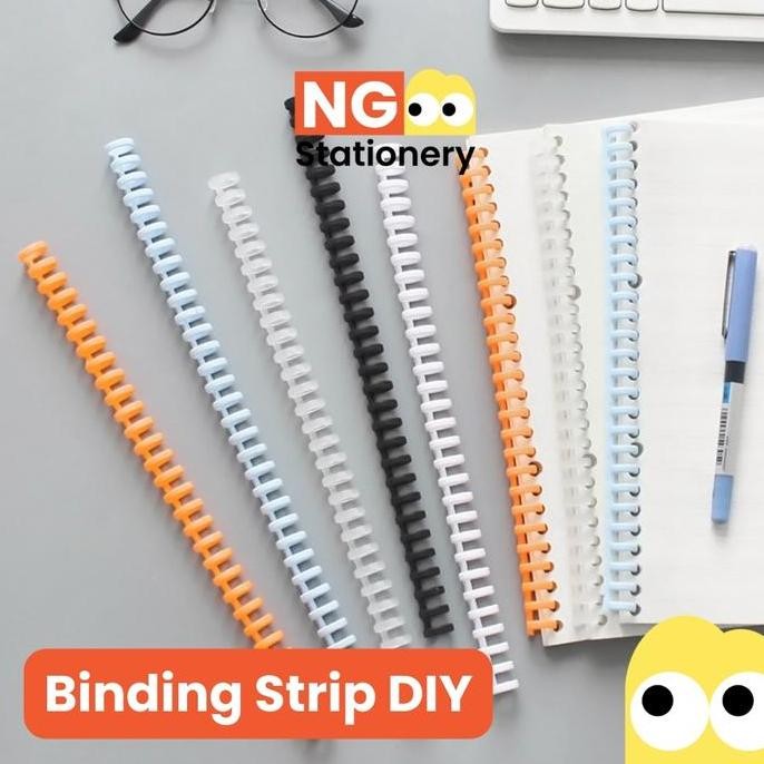 

Ng Stationery - Binder Plastik/ Plastic Binder Binding Strip / Spiral Ring Pastel Lucu Binding Strip Diy Black Blue Green Grey Pink Co