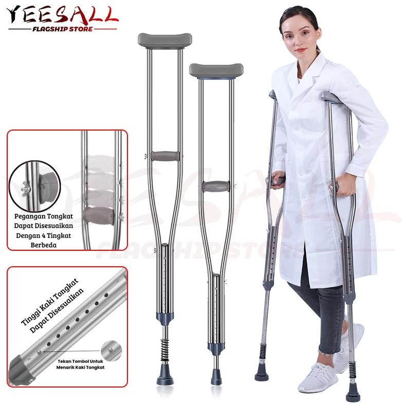 Tongkat Ketiak Stainless/Tongkat Ketiak Alat Bantu Jalan Tongkat Kruk Crutch/ Crutch / Kruk Sella / 