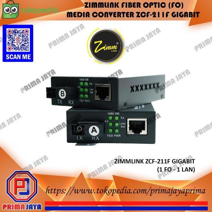 Zimmlink Htb Media Converter Zcf-211F Gigabit Fiber Optik Ab New Stok