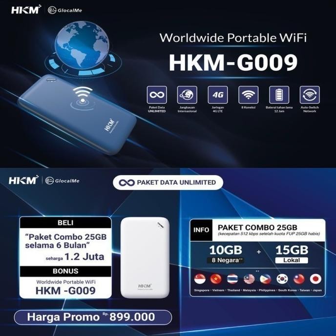 Modem Wifi Hkm G009 Worldwide Portable Wifi Unlimited - Resmi New Stok
