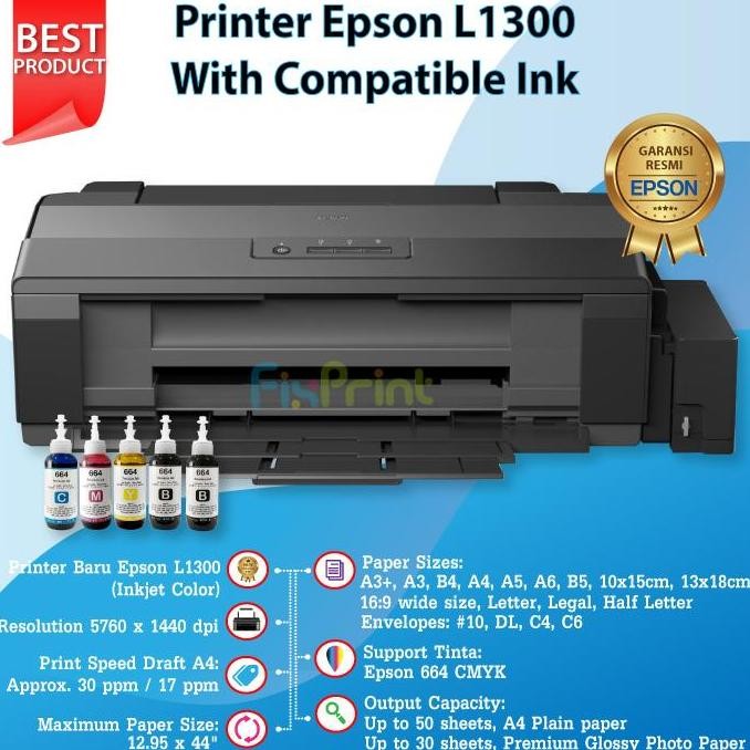 Printer Epson L 1300 Printer A3+ L1300 Resmi New Stok