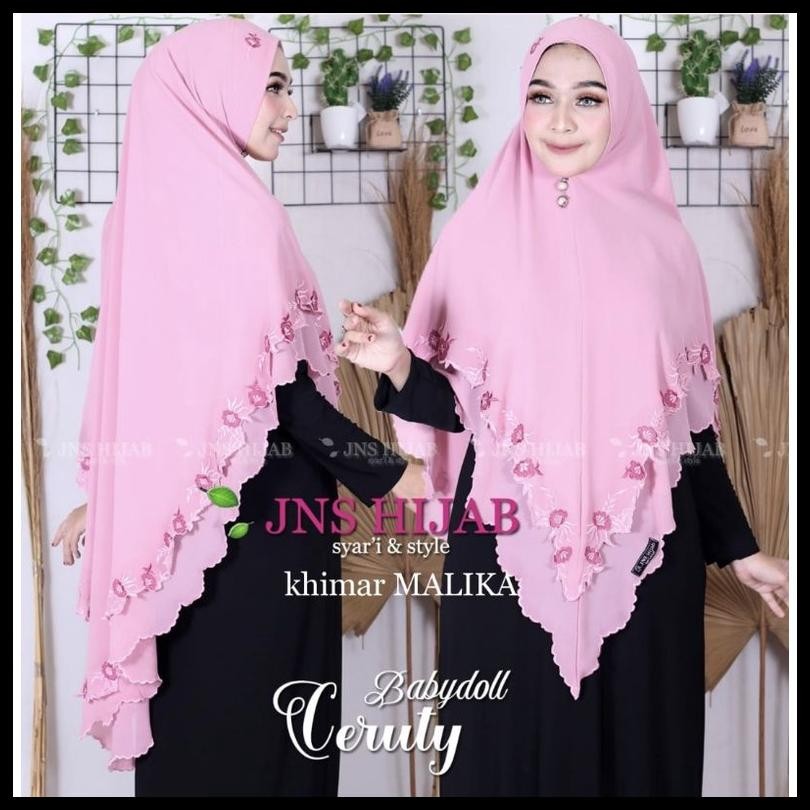 KHIMAR MALIKA/HIJAB SYARI JUMBO BORDIR ENGKOL/JILBAB BORDIR 2 LAYER/ KERUDUNG SYARI ORI JNS HIJAB