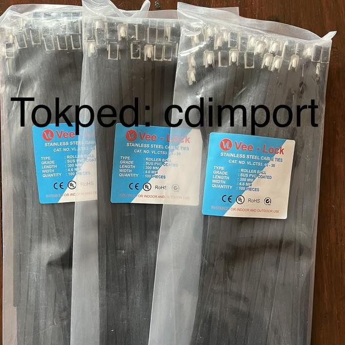 

Kabel Cable Ties Stainless Pvc Coated Vee-Lock 4.6 X 300 Mm - 100Pcs Co