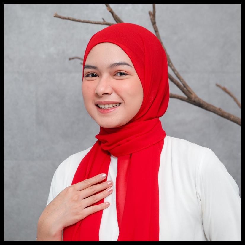 MERAH CABE PASHMINA CERUTY BABYDOLL ( HIJAB WARNA MERAH CABE MERAH BENDERA )
