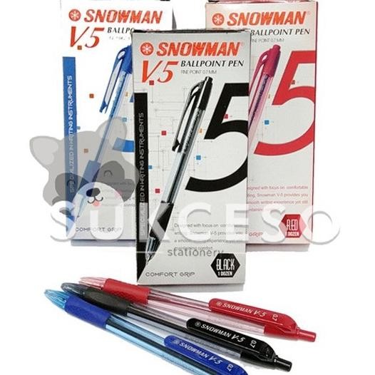 

DIJUAL LUSINAN Snowman Pulpen V5 Black & Biru 0.7mm Pena Ballpoint Berkualitas