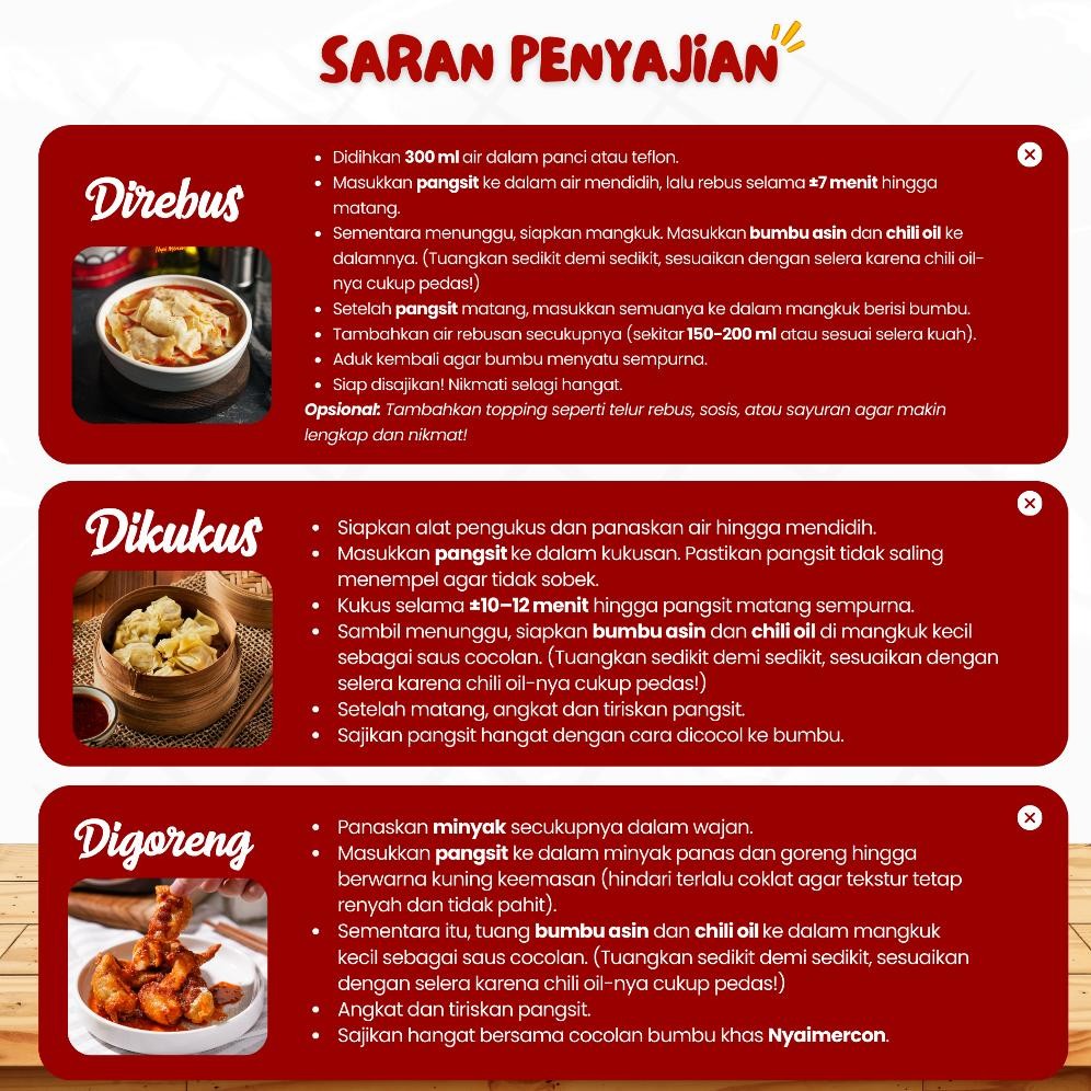 

NYAI MERCON - PAKET ISI TIGA PANGSIT RANGU