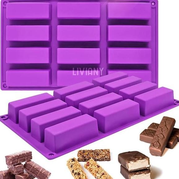 

Cetakan Silikon Kue Coklat Granola Protein Bar 12 Lubang Box Persegi Silicone Mold 12 Cavity