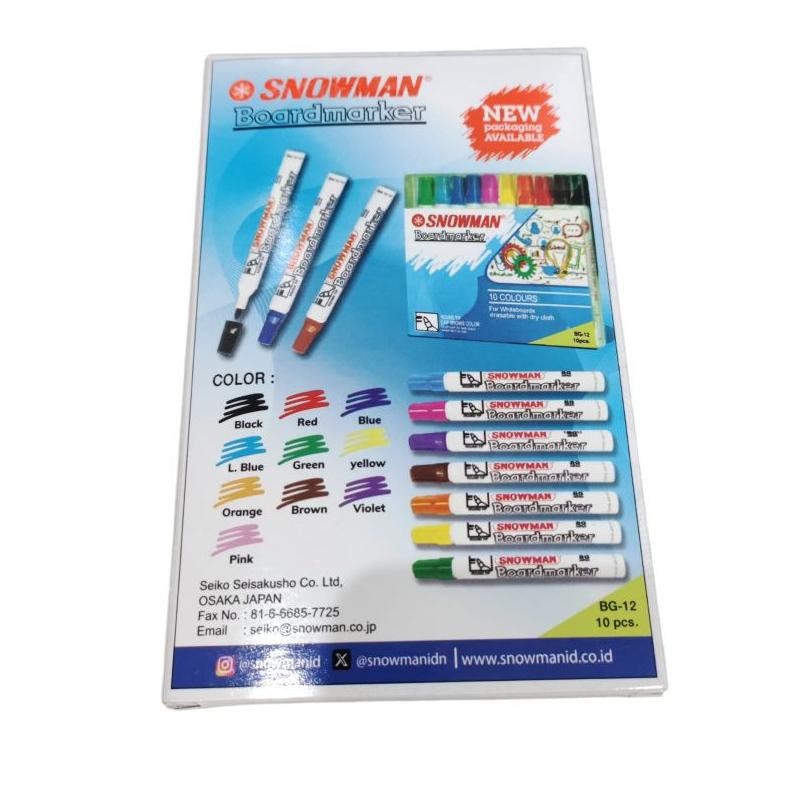 

Spidol Snowman Whiteboard - BG 12. ( LUSIN ) Warna Hitam