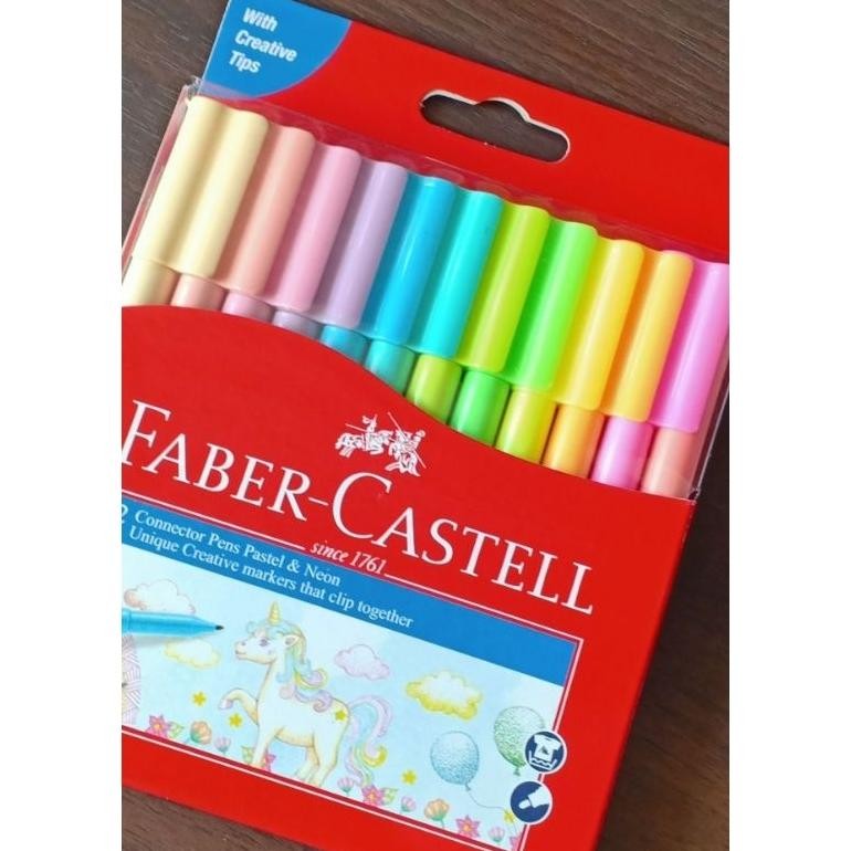 

Connector pen 12 warna neon & pastel Faber Castell