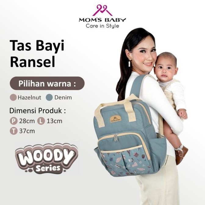 Mom's Baby Tas Bayi Ransel Woody MBT 3077 / Mom's Baby Tas Ransel Bayi Besar Model Anello PANNA AST