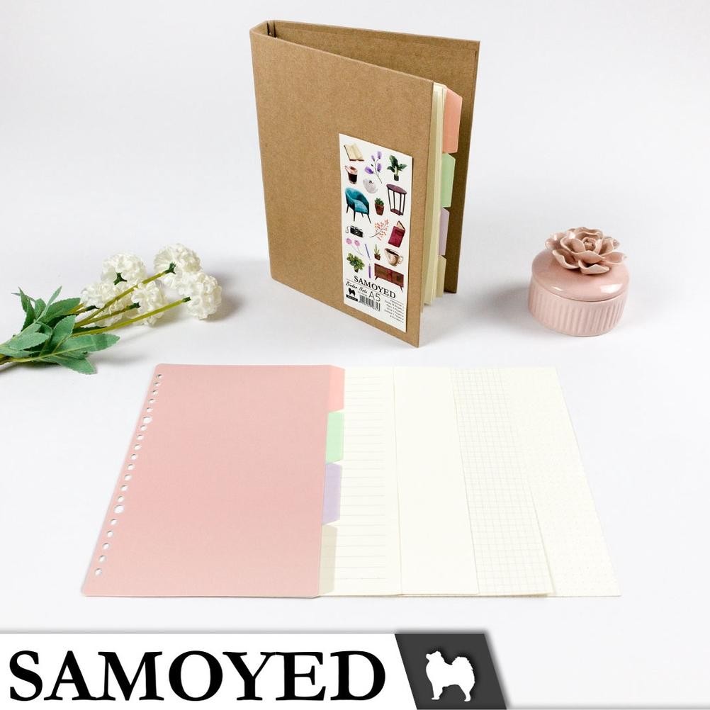 

Binder Note / Loose Leaf Binder A5 - 20 Ring Aesthetic / Esthetic / Vintage Hardcover Kraft Samoyed BNSV-11