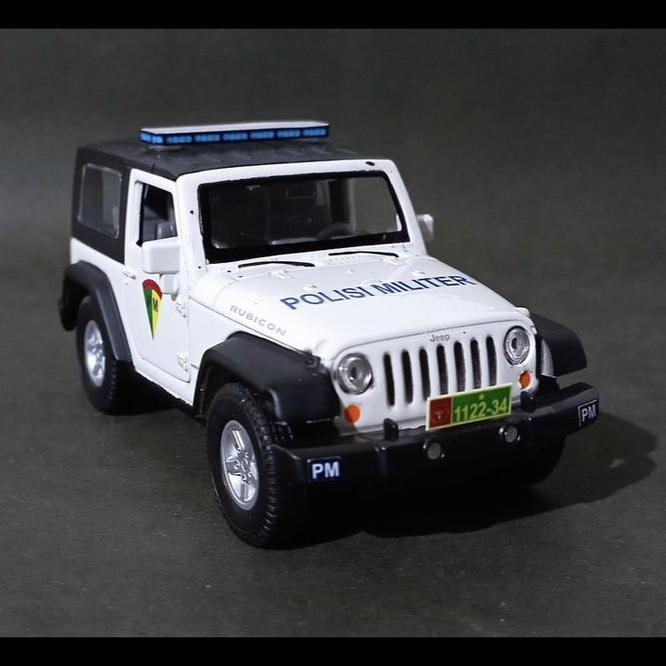 Diecast Mobil Jeep Wrangler Custom Pm Polisi Militer 1/36