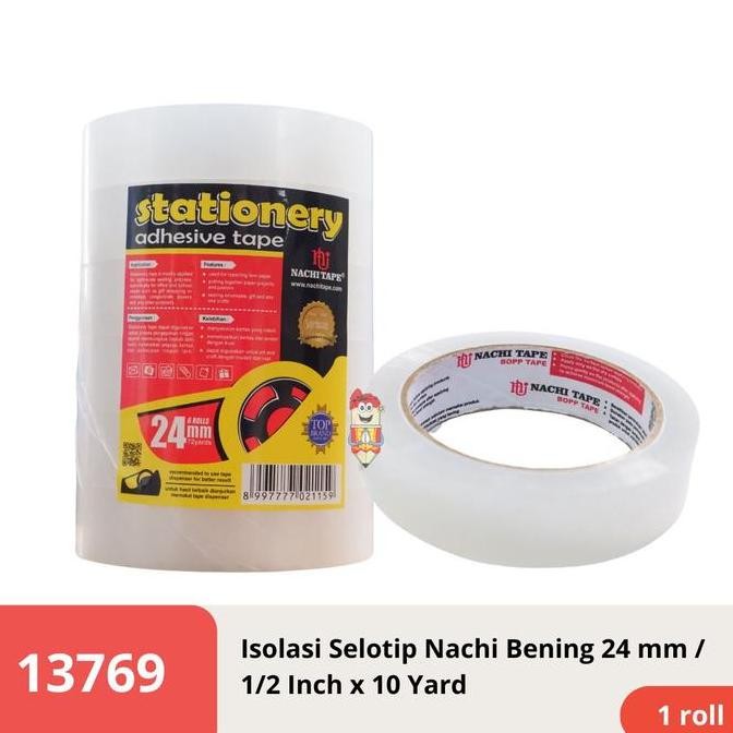 

DISKON Isolasi / Selotip Bening Transparant Nachi 24 mm / 1 Inch x 72 Yard