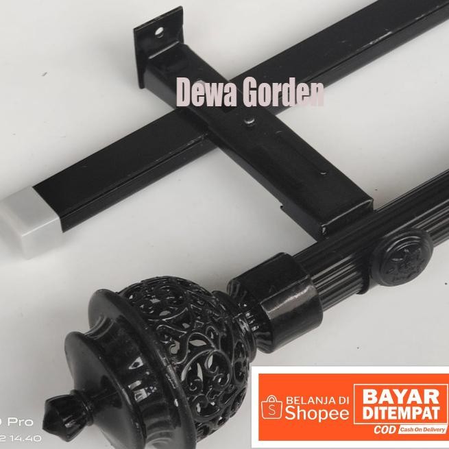 Batang Besi Tiang Gorden 3m 4m Double Full set Lengkap Rell Vitrase Ukuran 3 Meter 4 Meter