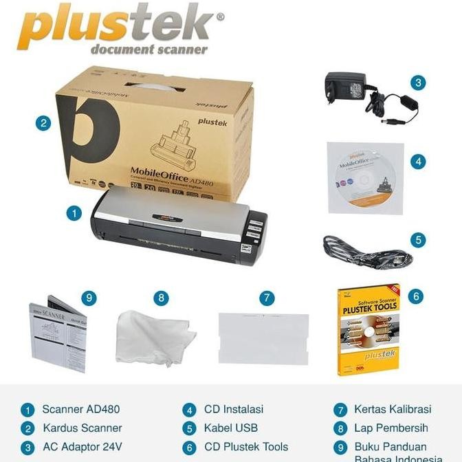 Plustek Portable Scanner Mobile Office Ad480 New Stok