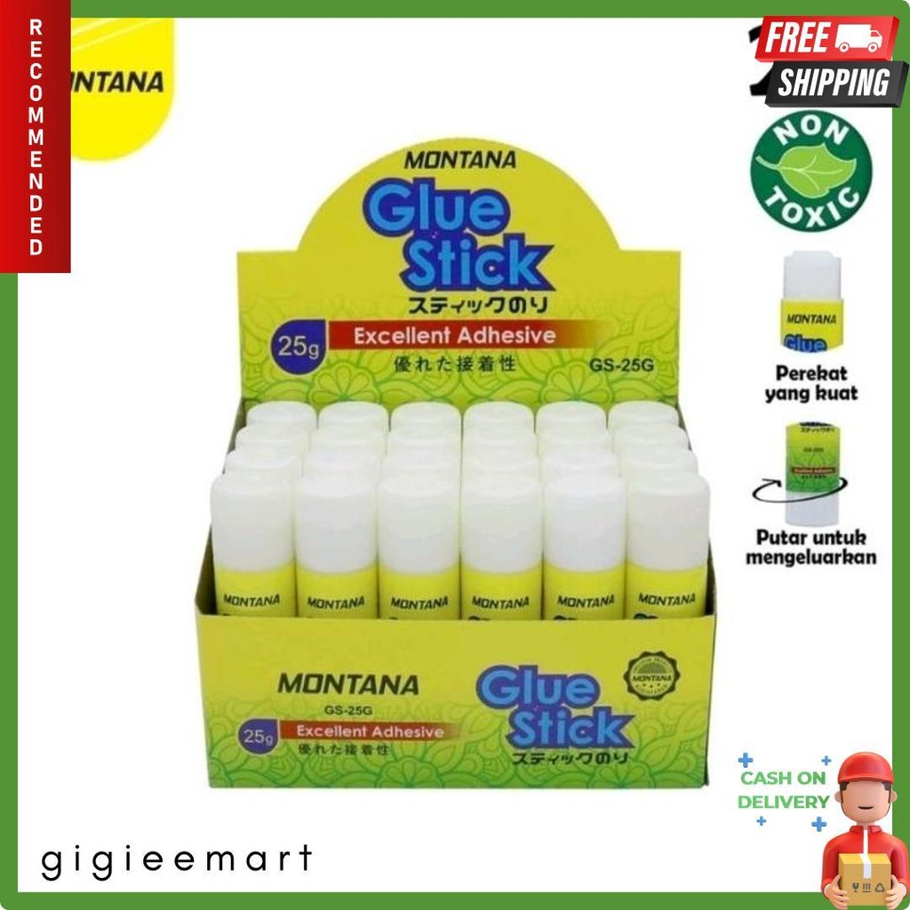 

[ 24 Pcs ] Grosirr 1 Box Lem Stik Montana 10Gr 25Gr / Glue Stick Murah Diskon Setengah Harga