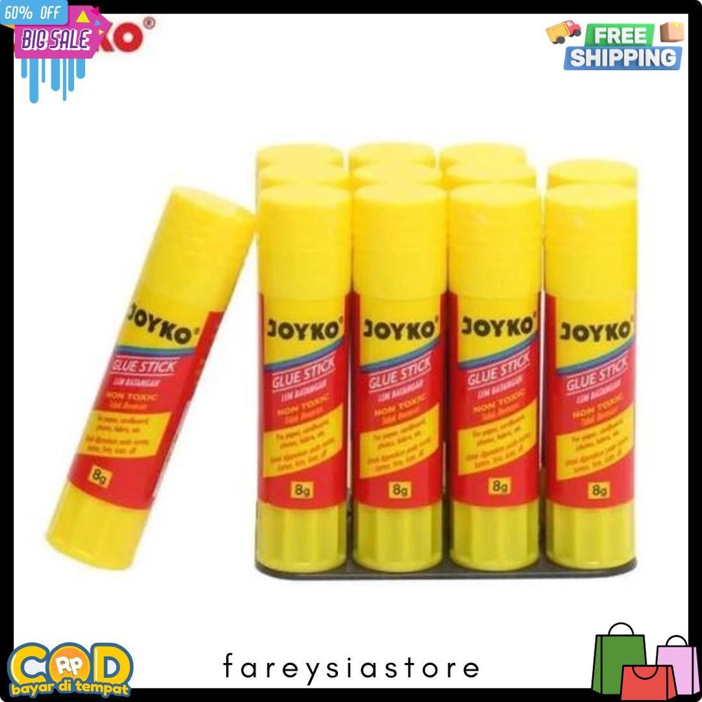 

(12 Pcs) Lem Glue Stick Joyko 8 Gram /Lem Stik Kertas 8 Gr Diskon
