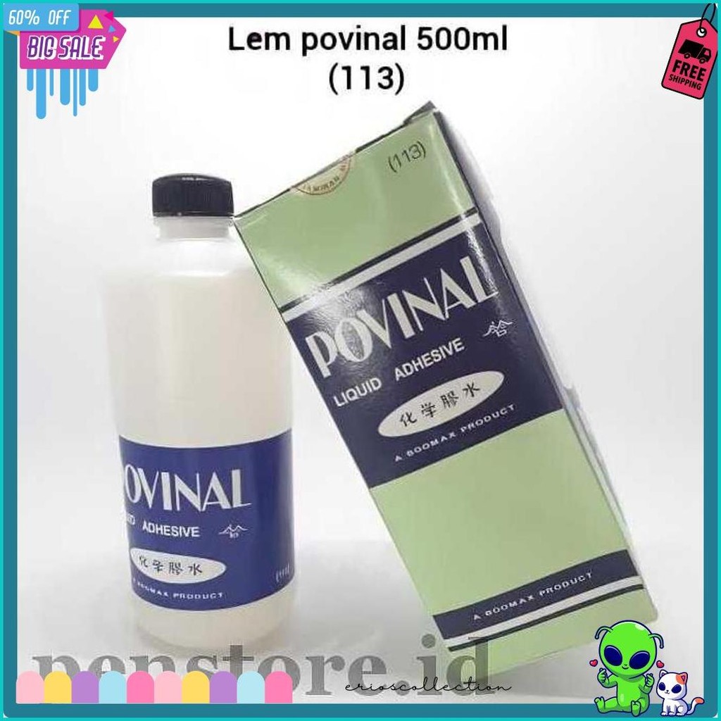 

(Pcs) Lem Povinal 113 Besar 500Ml / Lem Kertas Cair Refill Diskon Setengah Harga