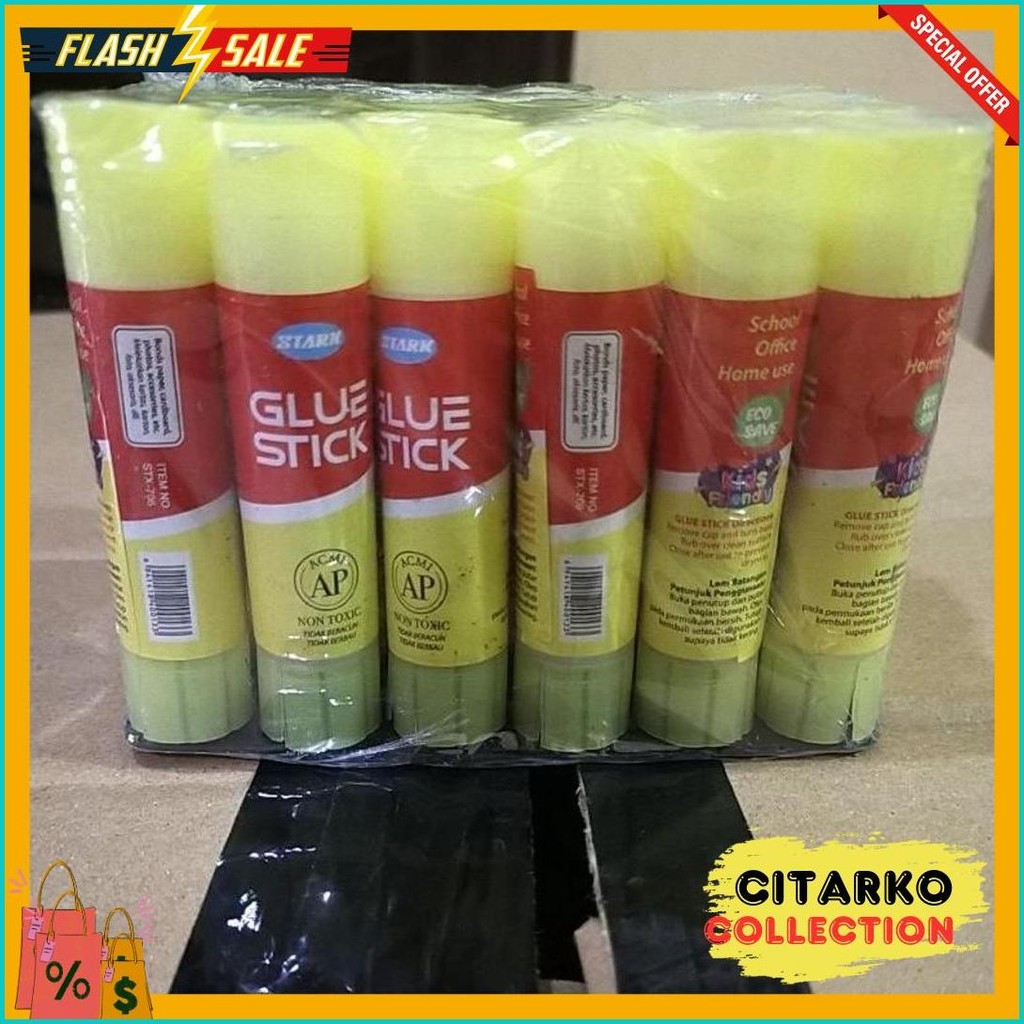 

24 Buah Stark Glue Stick Non Toxic Ap Atau Lem Kertas Stik Diskon Setengah Harga