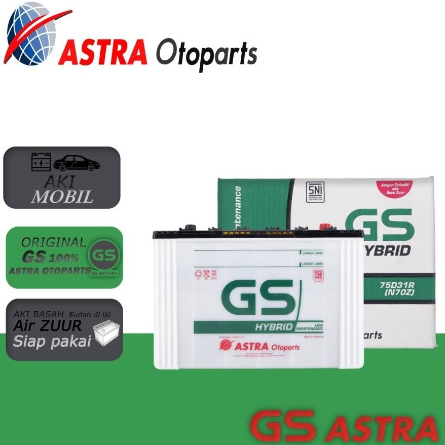 aki gs astra n70z 75ah gs hybrid