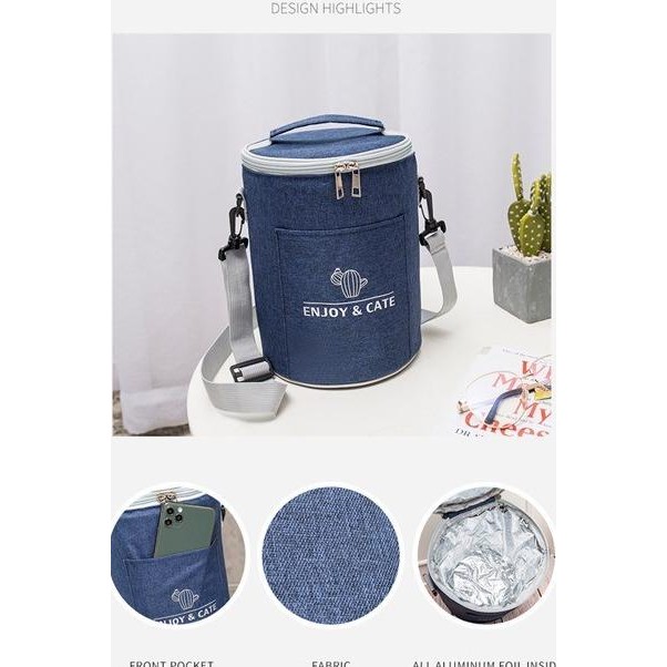 [Allthebest] Tas Kotak Bekal Rantang 3 Susun Model Bulat Tas Bekal Lauch Bag