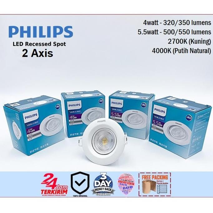 Tersedia Philips Spotlight Adjustable Lampu Spot LED Pomeron Kyanite Downlight