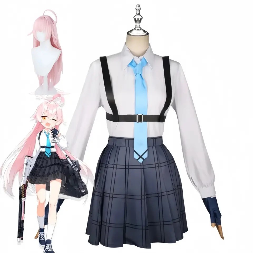 Game Blue Archive Takanashi Hoshino Cosplay Costumes Women JK School Uniforms Sailor Suit Wig Headwe