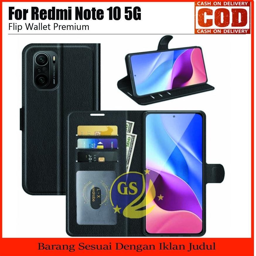 Promo Leather Flip Cover Xiaomi Redmi Note 10 5G / Poco M3 Pro 5G Poco M5 2022 5G Wallet Cover Case 