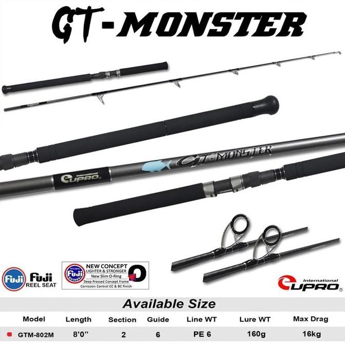 Tersedia EUPRO Joran Pancing Spinning GT MONSTER 240cm PE 6 Carbon Cross Wrap Full Fuji Cocok Untuk 