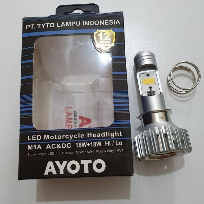 Tersedia Lampu Motor Depan LED AYOTO M1A 18 Watt H6 AC DC Motor Bebek Matic Universal