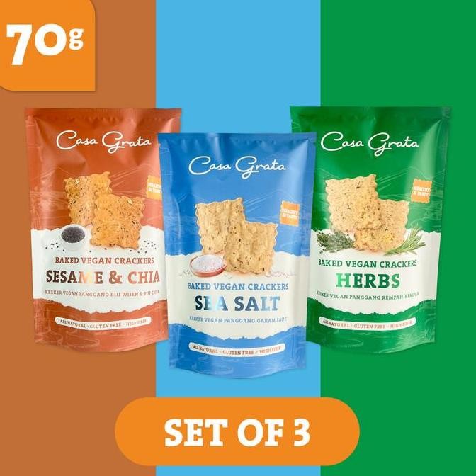 

Set Of 3 - 70Gr ( 3 Casa Grata Crackers - Choose Your Own Flavor)