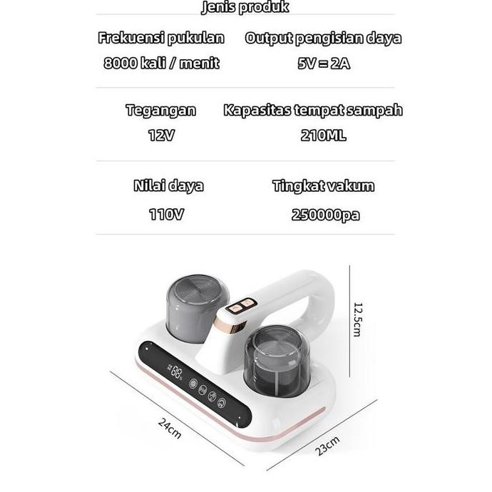 Upupin Vacuum Cleaner Uv Cordless Penyedot Debu Tungau Kasur, Sofa, Dan Kain Dengan Hepa Filter Dan 