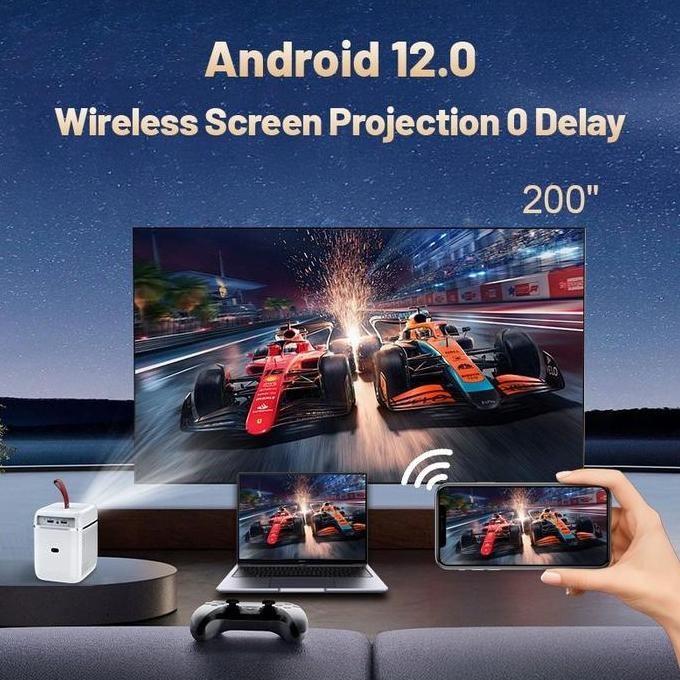 UPHOME Proyektor Android TV HDMI-IN 4K 200ANSI 8000 Lumen Smart Projector Android 12.0 Ram 2G Rom 16