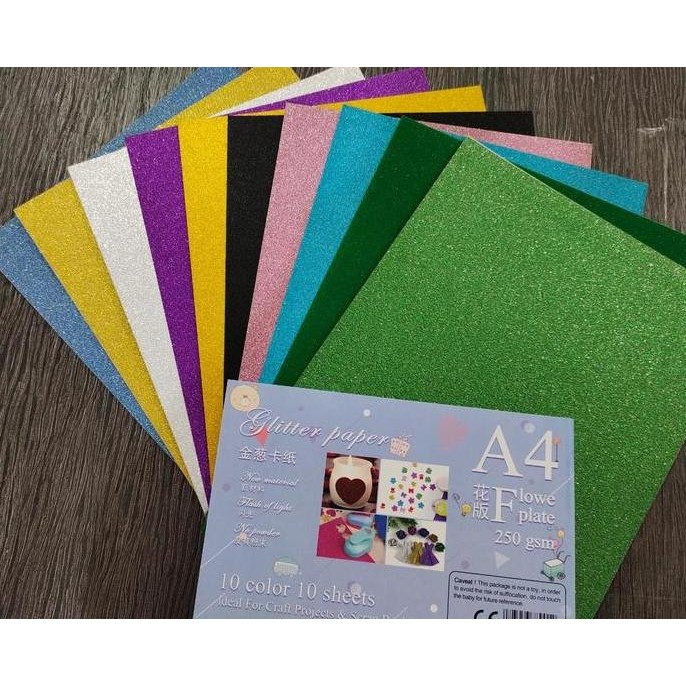 

baru glitter paper A4 isi 10 mix color (holographic card)