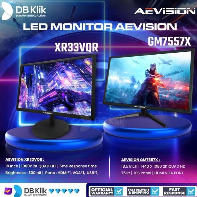 LED Monitor AEVision GM7557X 18.5" IPS 75Hz 2K Quad HD HDMI VGA