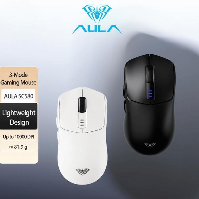 AULA SC580 Mouse Wireless Gaming Click Tri-Mode 2.4G/BT5.0/USB-C Drag 10000 DPI Rechargeable with 6 