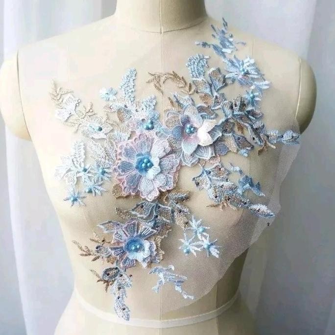 lace bordir bunga 3d, lace bordir murah