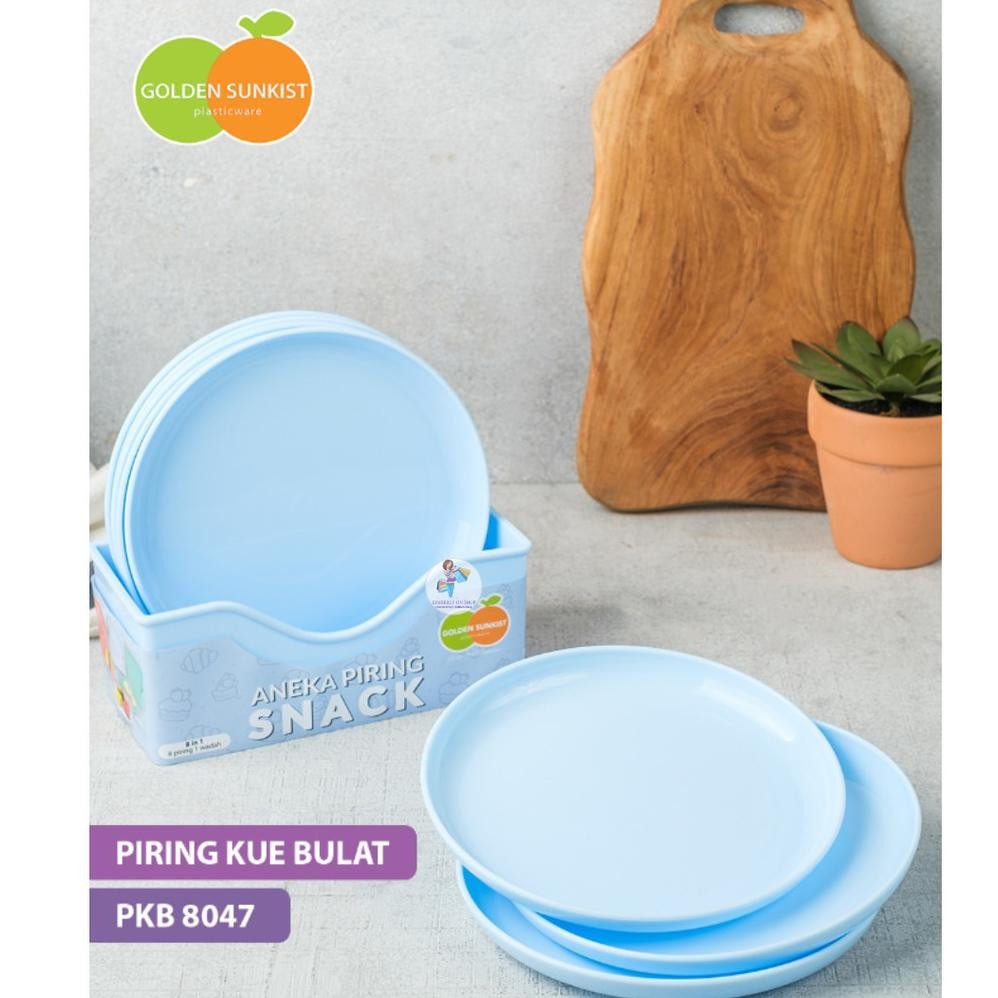 Piring Kue Set Wadah 1 Set Isi 8 Pcs Piring Saji Plastik Pk 804 Golden Sunkist Stock