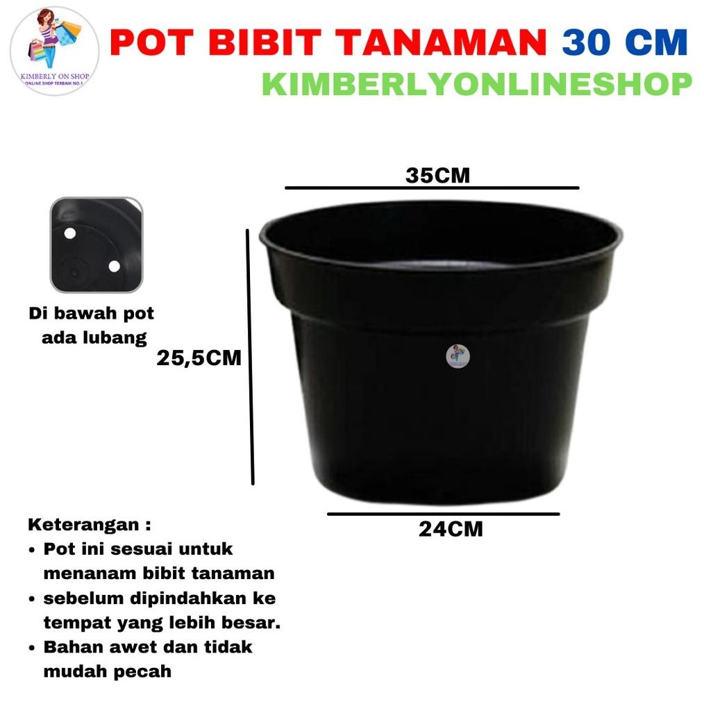 Pot Bunga Bibit Hitam 30Cm Stok