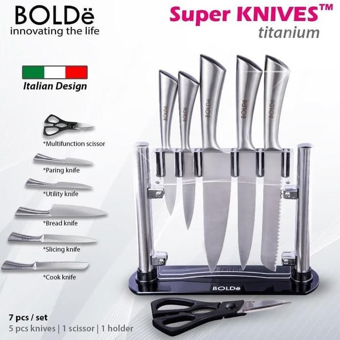 Pisau Dapur Bolde Super Knife Set Titanium Terlaris