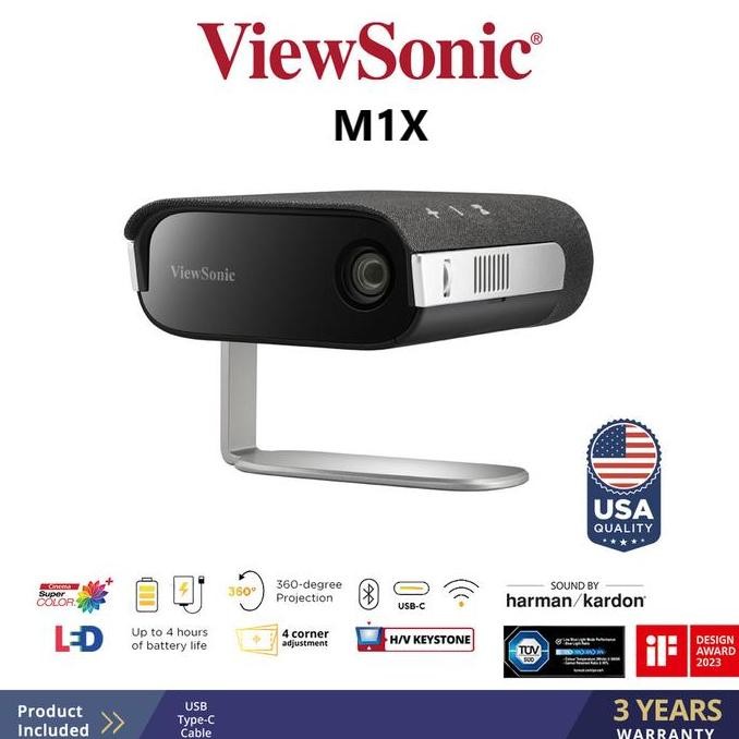 ViewSonic M1X Smart mini LED Portable Projector with Harman Kardon Speakers garansi resmi Proyektor
