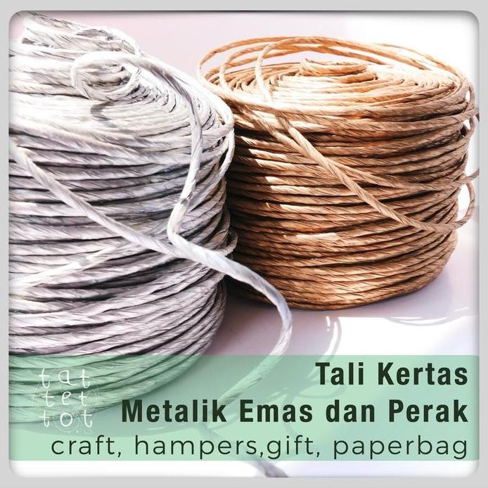 

ready stock TALI KERTAS METALIK EMAS PERAK HAMPERS GIFT WRAPPING SPECIAL CRAFT