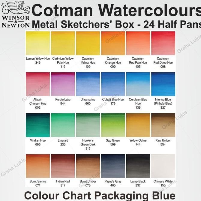 

ready WINSOR&NEWTON COTMAN WATER COLOURS METAL SKETCHERS' BOX - 24 HALF PANS