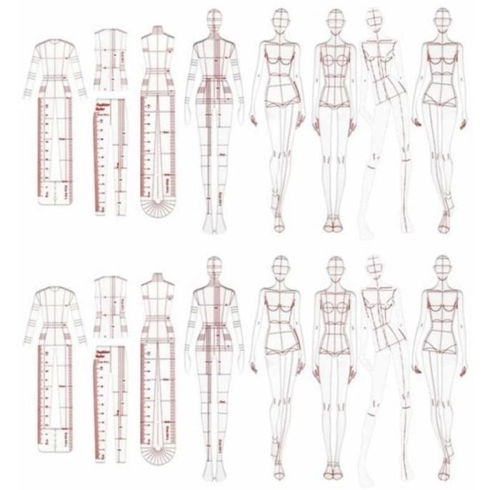 

Fashion Sketching Ruler Sewing Penggaris Pola Busana Jahit murah