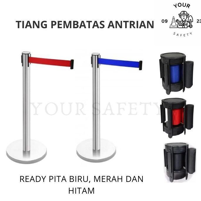 

Tiang Antrian Pembatas Stainless Adjustable Pita MURAH
