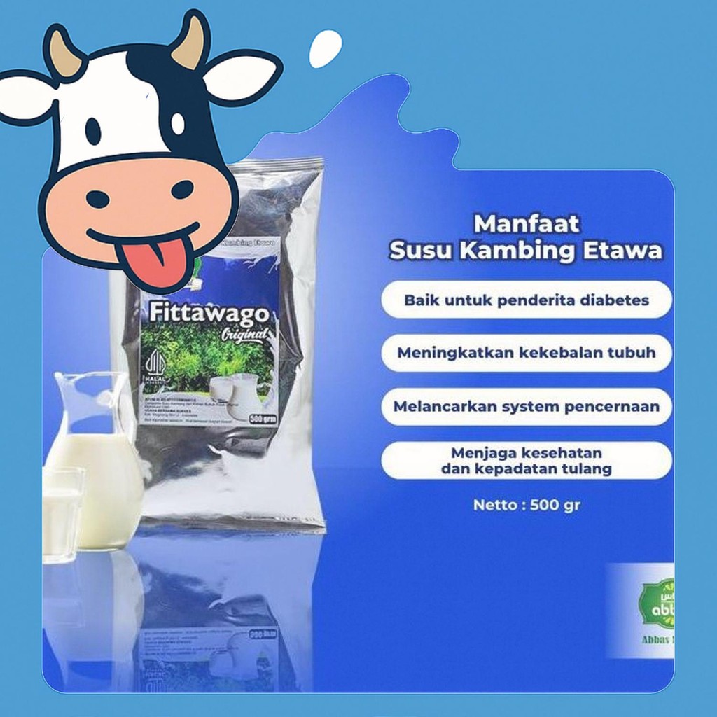 

Terbaru Susu Kambing Etawa Bubuk Fittawago 500 Gr Memelihara Gigi, Paru Dan Tulang