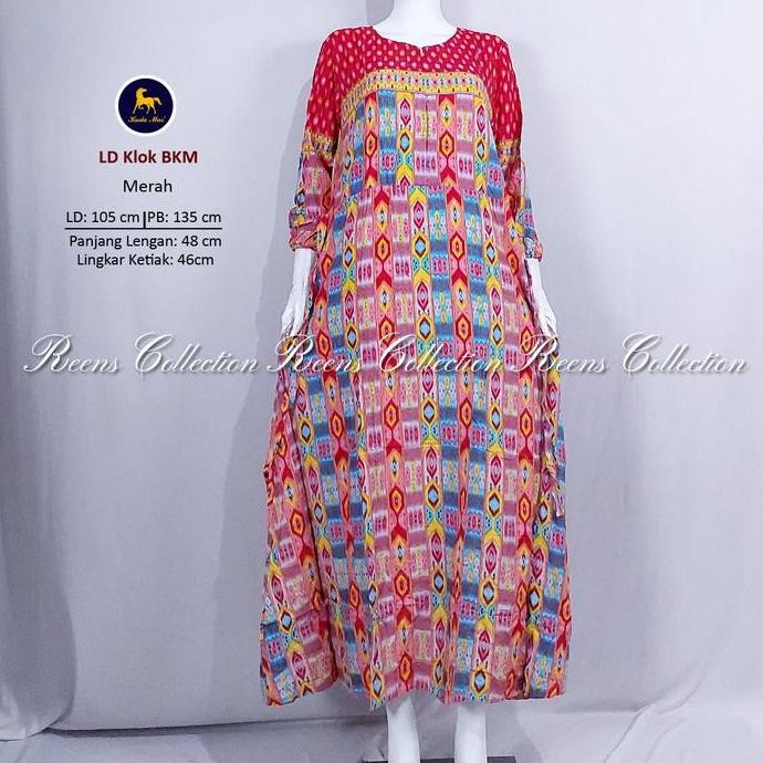 ready stock Batik Kuda Mas Longdress KLOK Lengan Panjang | Daster Panjang Semata Kaki Resleting Depa